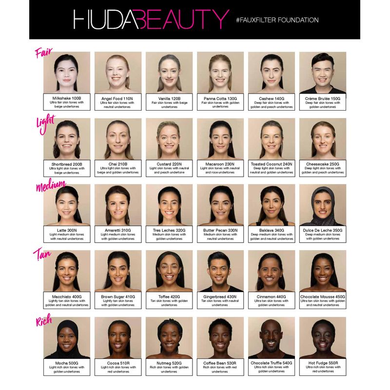Huda Beauty Foundation Chart
