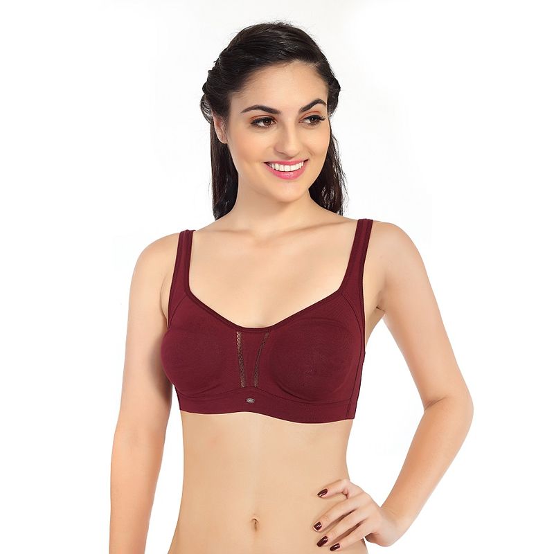 SOIE A Non Padded, Non Wired, High Coverage Bra - Maroon (44B)