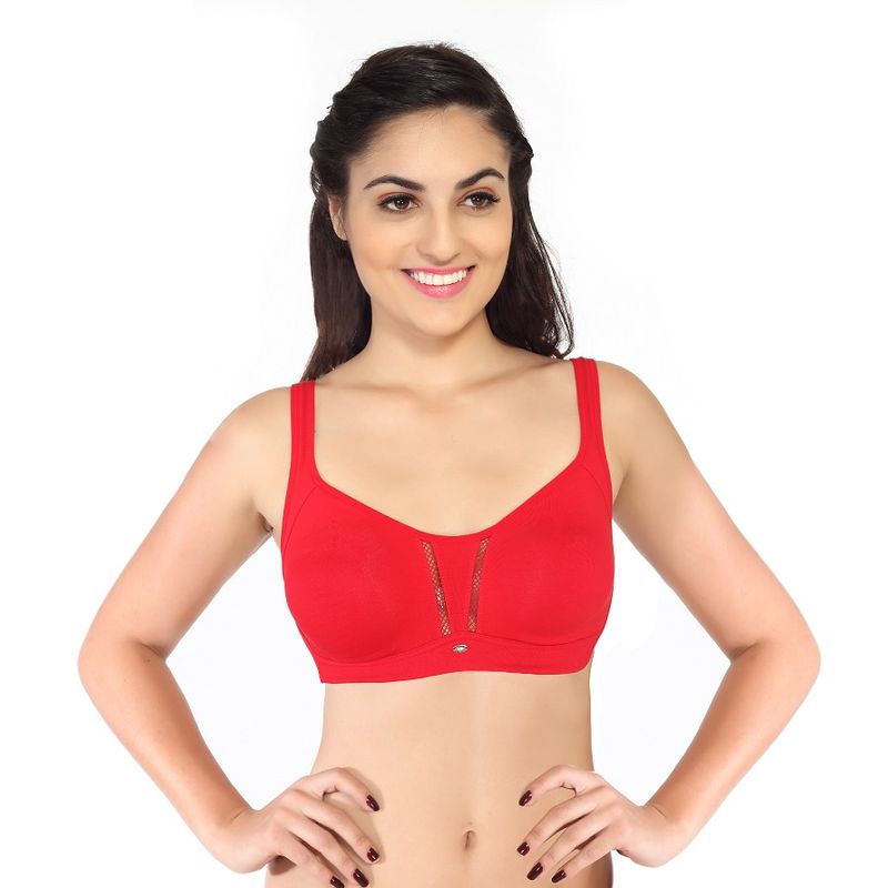SOIE A Non Padded, Non Wired, High Coverage Bra - Red (40B)