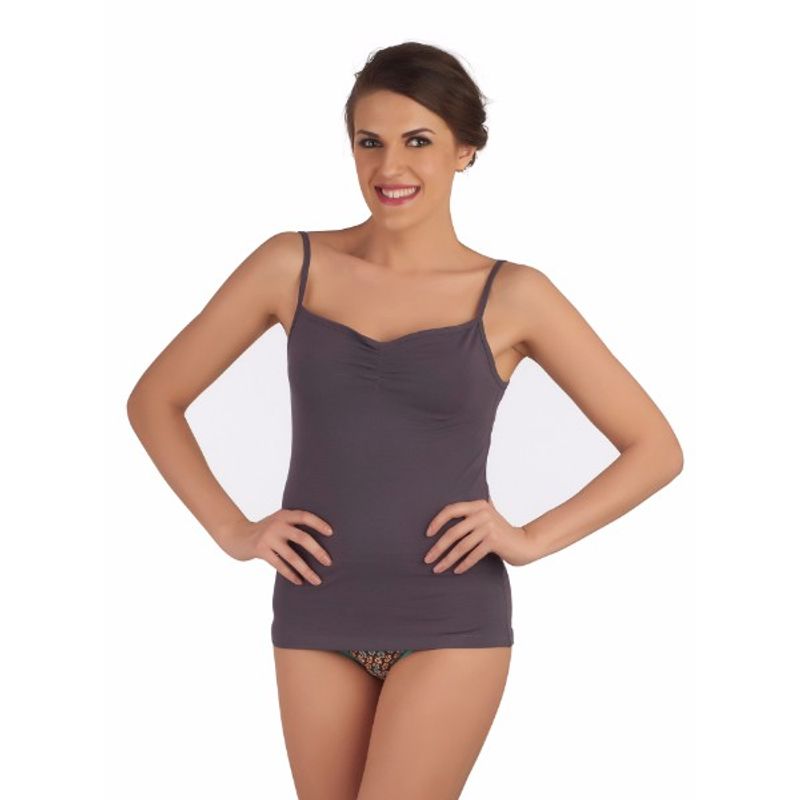 Buy SOIE Women's Cotton Spandex Spagetti Knited Slip Grey Online