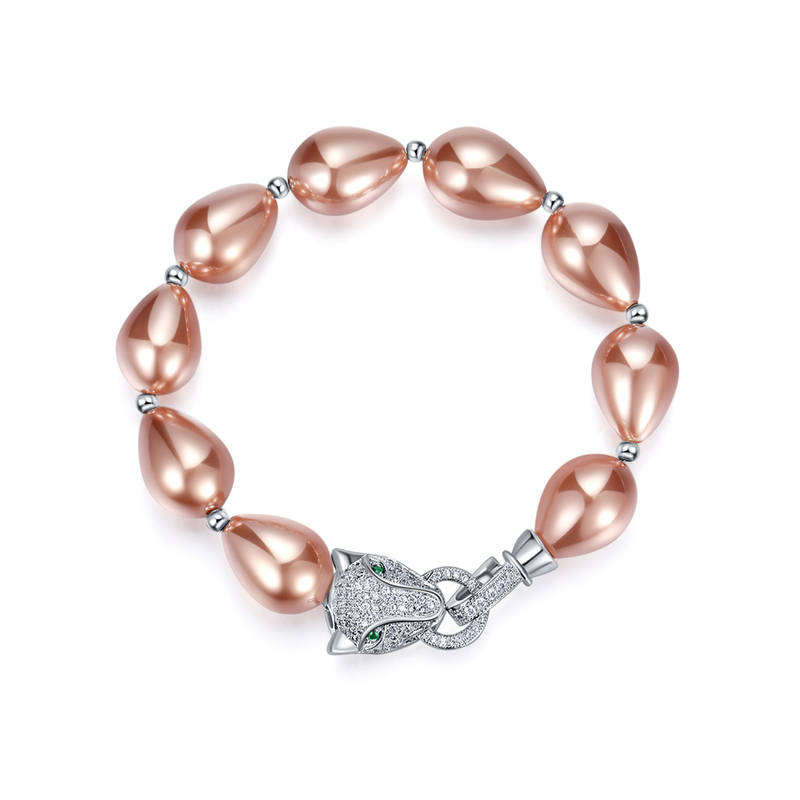 Jewels Galaxy Brown Rhodium-Plated Baroque Pearls Handcrafted Link Bracelet
