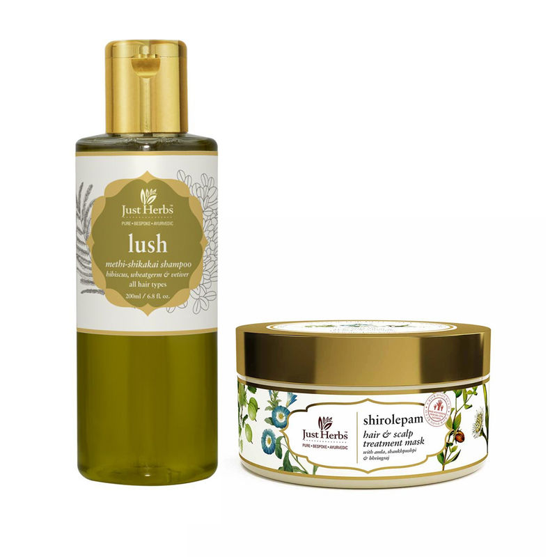 Just Herbs Hair Volumising Combo With Shirolepam Hair Mask & Lush Methi
