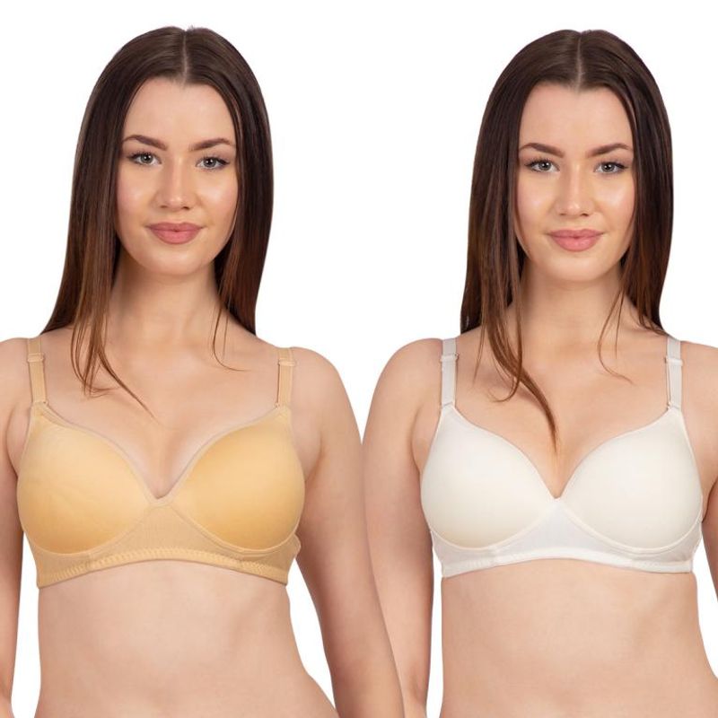 Komli Thick Padded Full Coverage Wirefree Bra Pack Of 2 - Multi-Color (30B)
