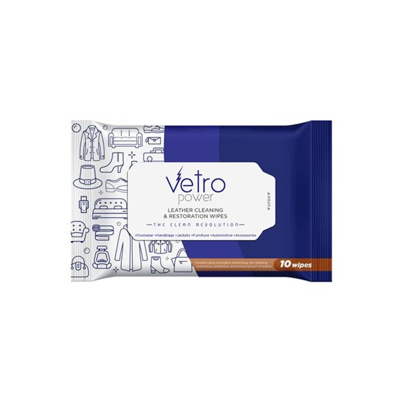 Vetro Power Leather Cleaning & Restoration Wipes - 10 Pieces