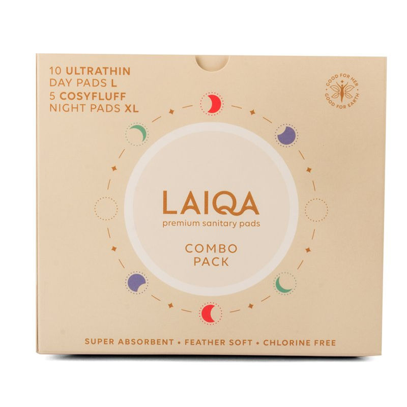LAIQA Combo Premium Sanitary Napkins 5 Cosyfluff Night XL + 10 Ultrathin Day L Pads