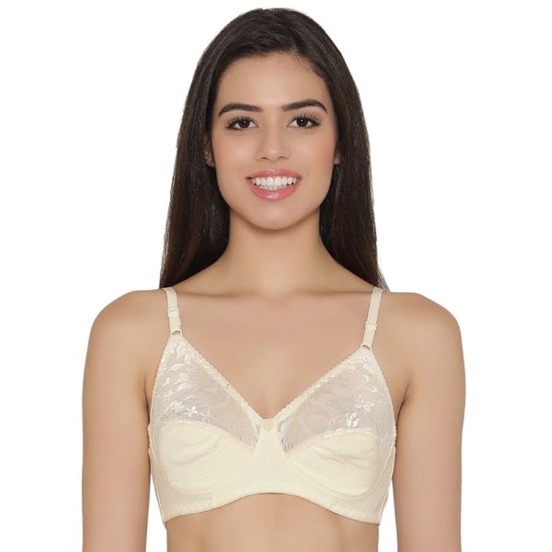 Clovia Cotton Rich Solid Non-Padded Full Cup Wire Free M-frame Bra - Nude (34C)