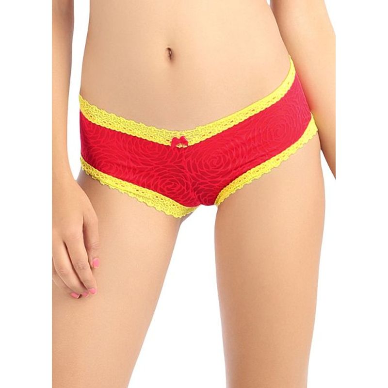Candyskin Full Lace Brief (Dark Pink-Yellow) - Small