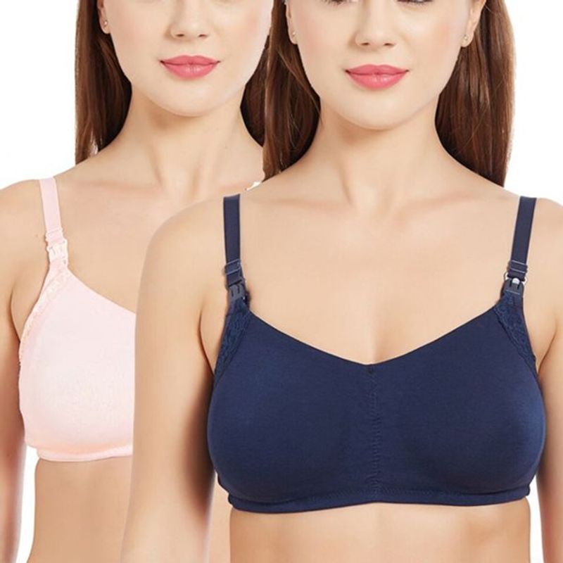 Inner Sense Organic Antimicrobial Soft Feeding Bra with Removable Pads Pack of 2 - Multi-Color (34B)