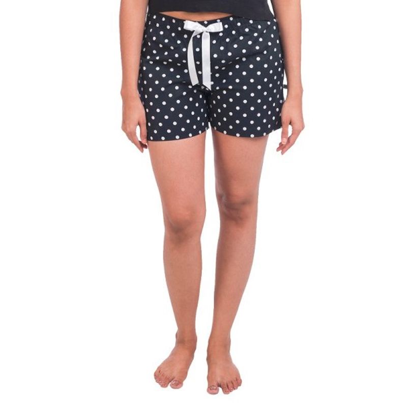 Cotton Printed Night Shorts Black and Grey