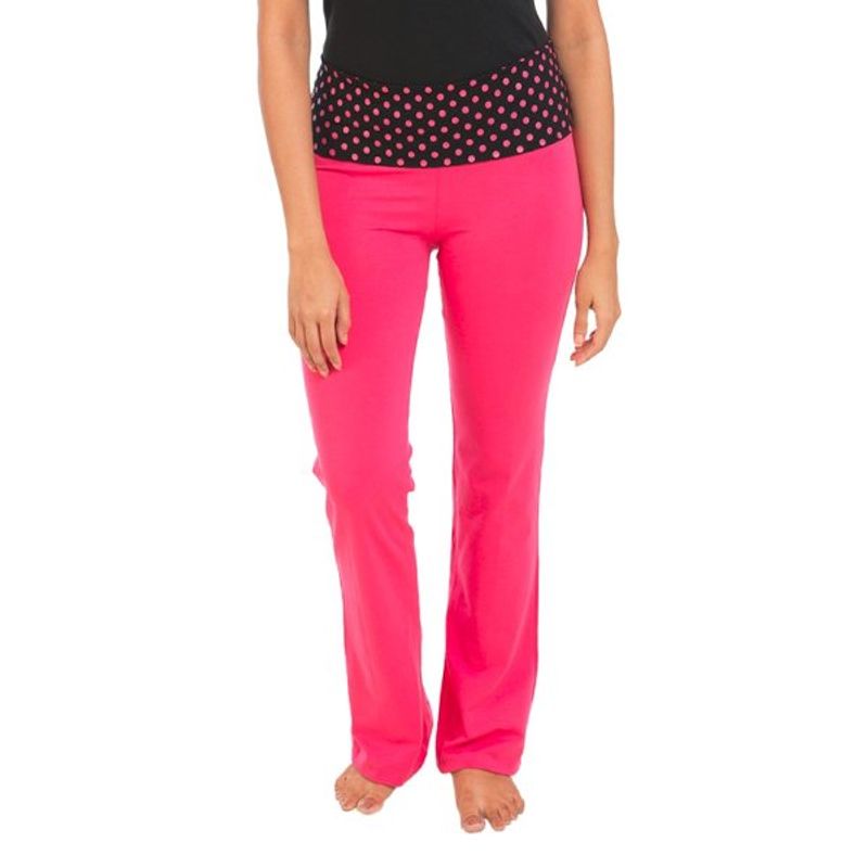 Buy Nite Flite Polka Print Hot Pink Foldover Yoga Pants Online