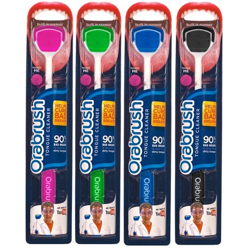 Orabrush Tongue Cleaner Family Pack - (Pink, Green, Blue and Black)