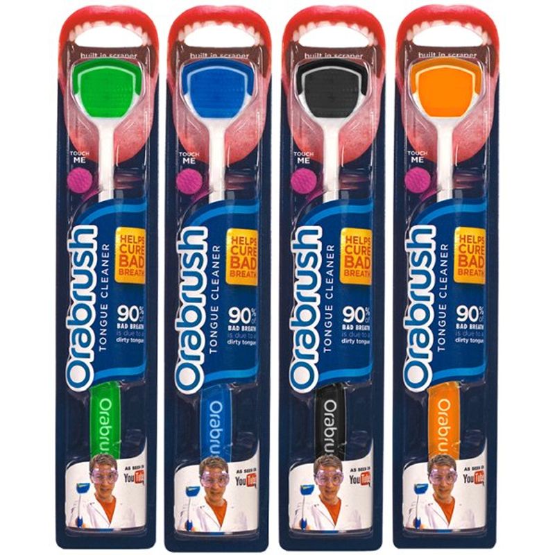 Orabrush Tongue Cleaner Family Pack - (Green, Blue, Black and Orange)