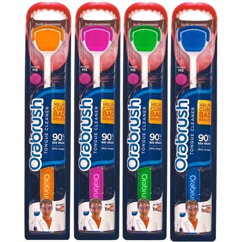 Orabrush Tongue Cleaner Family Pack - (Orange, Pink, Green and Blue)