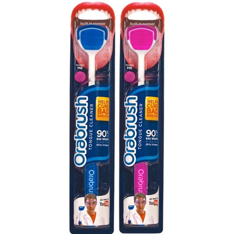 Orabrush Tongue Cleaner Couple Pack - (Blue and Pink)