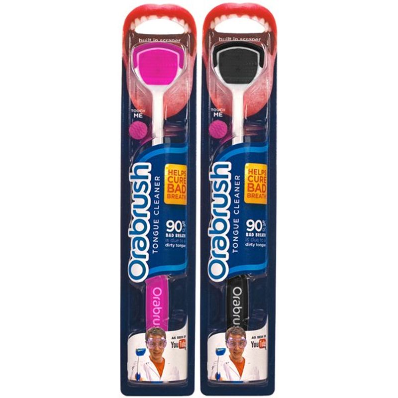 Orabrush Tongue Cleaner Couple Pack - (Pink and Black)