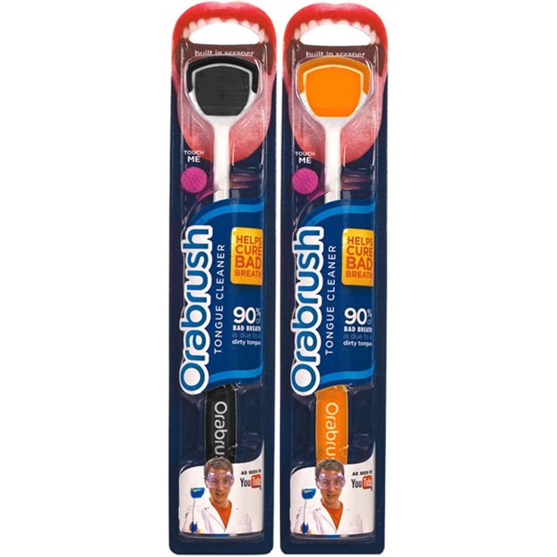 Orabrush Tongue Cleaner Couple Pack - (Black and Orange)