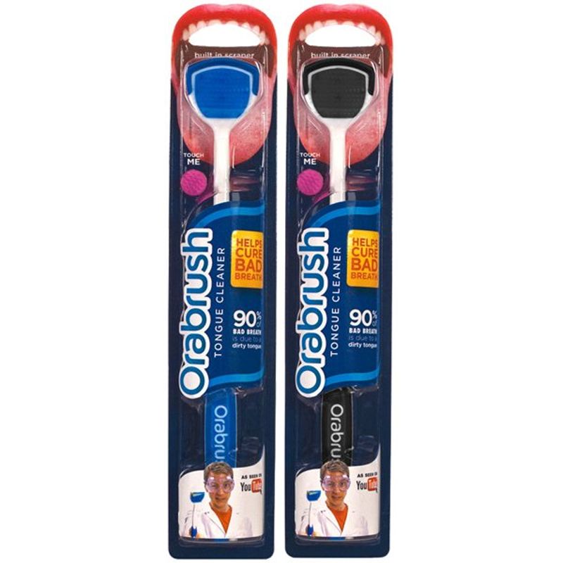 Orabrush Tongue Cleaner Couple Pack - (Blue and Black)