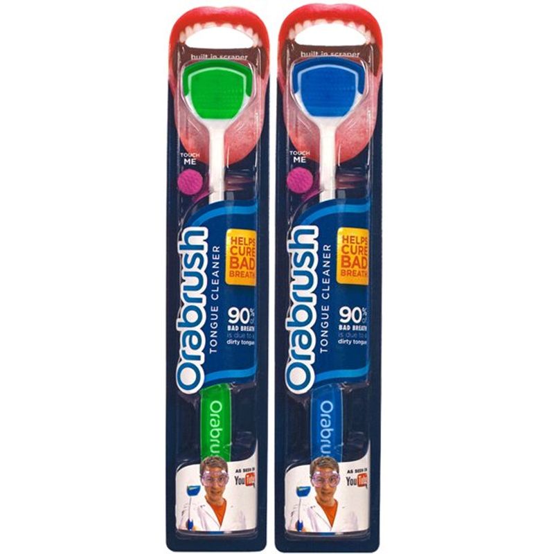 Orabrush Tongue Cleaner Couple Pack - (Green and Blue)