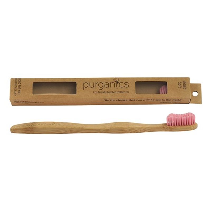 Purganics Bamboo Soft Toothbrush For Adults - Pink