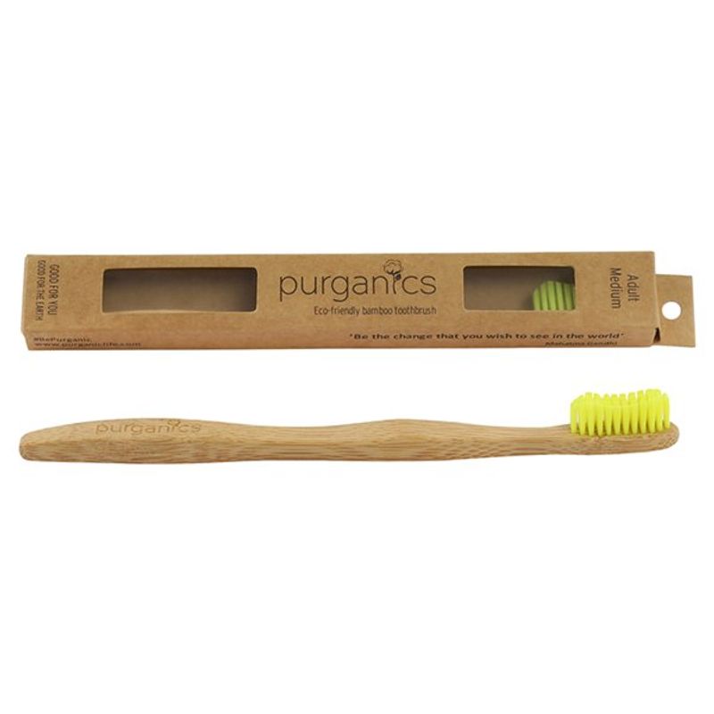 Purganics Bamboo Soft Toothbrush For Adults - Yellow