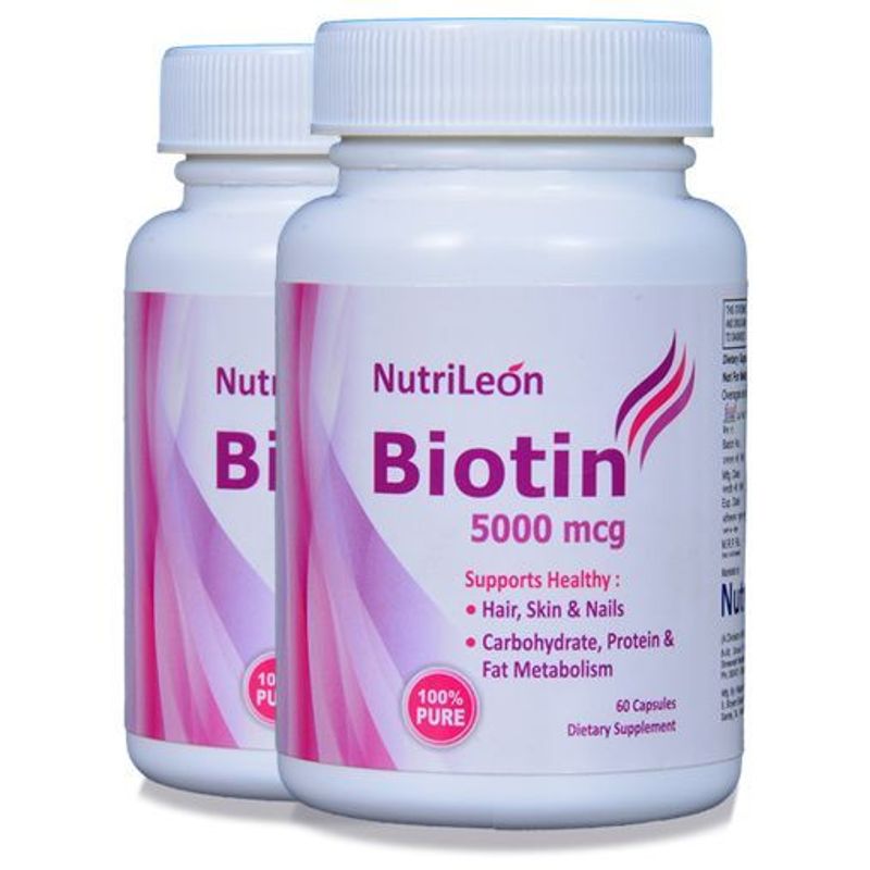 NutriLeon Biotin 5000mcg Capsules (Pack of 2)