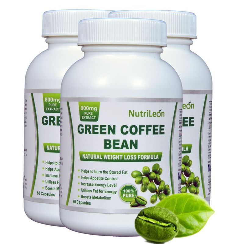 NutriLeon Green Coffee Bean Pure Extract 800mg Capsules (Pack of 3)