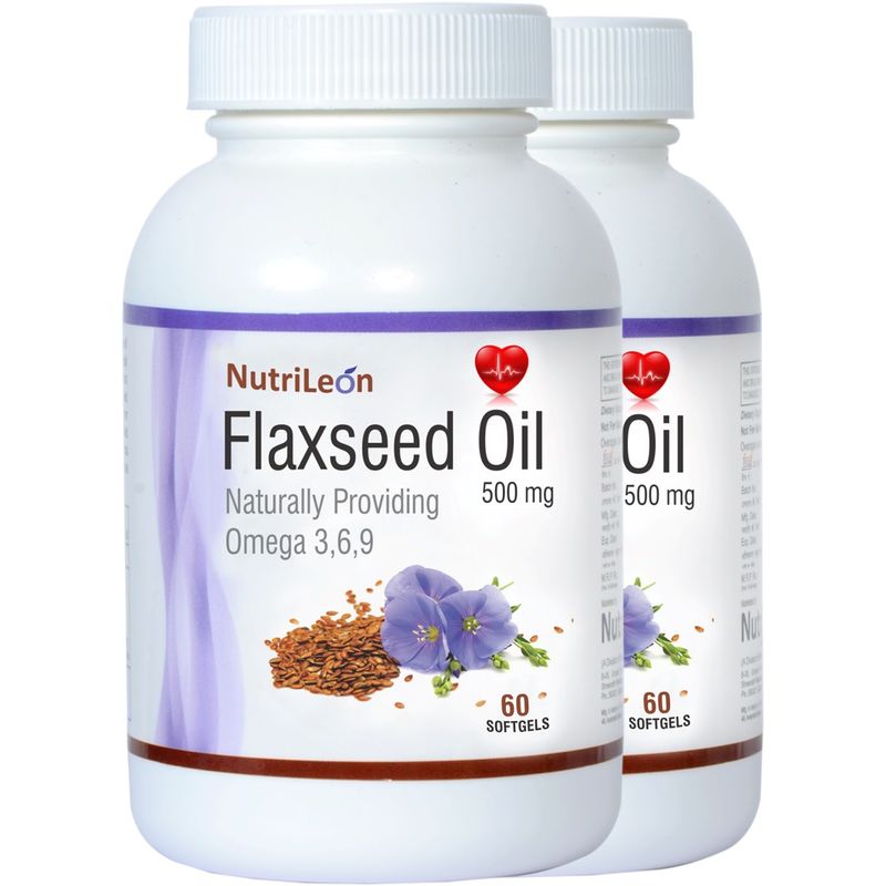 NutriLeon Flaxseed Oil Omega 3,6,9 Softgels (Pack of 2)