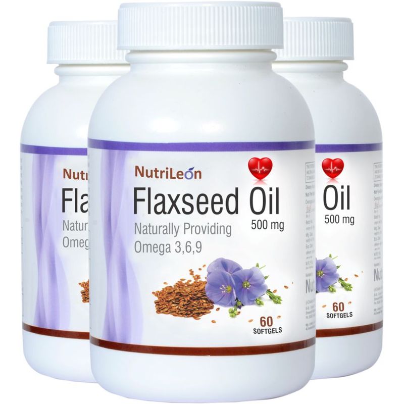 NutriLeon Flaxseed Oil Omega 3,6,9 Softgels (Pack of 3)