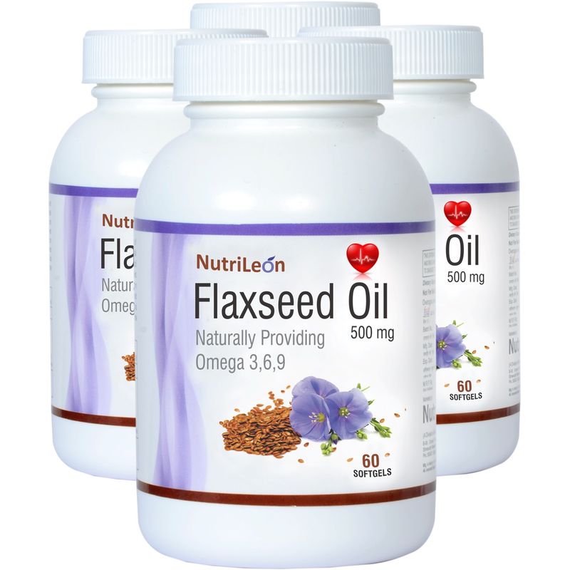 NutriLeon Flaxseed Oil Omega 3,6,9 Softgels (Pack of 4)