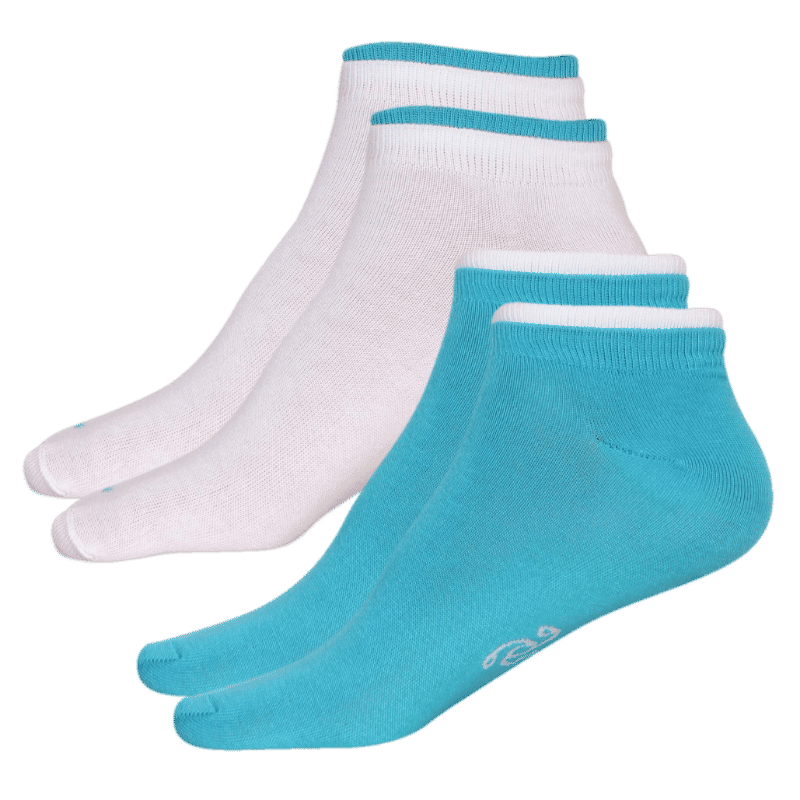 Jockey White & Blue Danube Women Low Ankle Socks Pack of 2 Pairs