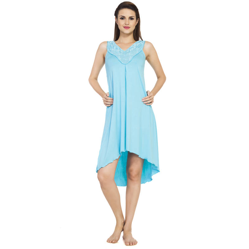 SOIE 3/4th Sleeve Night Gown - Turquoise (M)