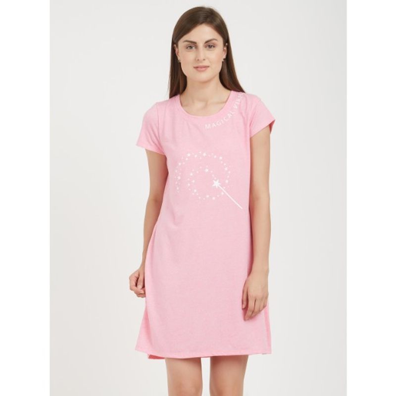SOIE Womens Magical Vibes Knee Length Nightdress - Pink (M)(M)
