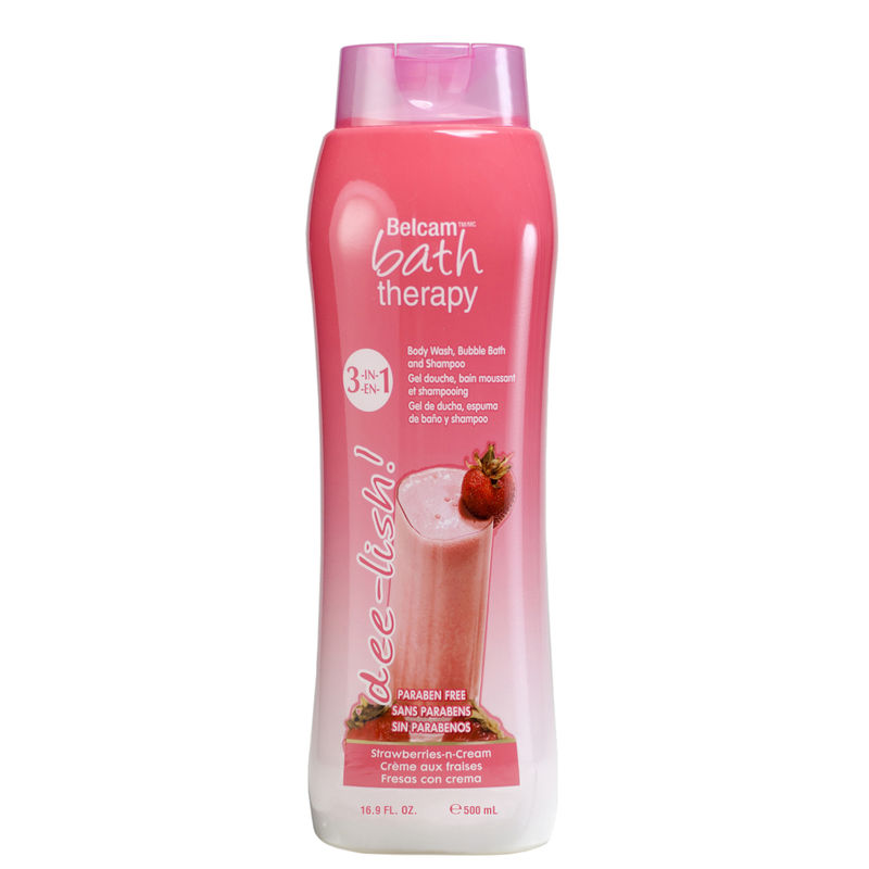 Belcam Dee-lish 3 in1 Body Wash, Bubble Bath and Shampoo - Strawberry and Cream