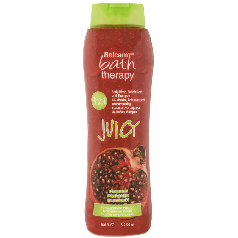 Belcam Juicy 3 in1 Body Wash, Bubble Bath and Shampoo- Pomegranate Passion