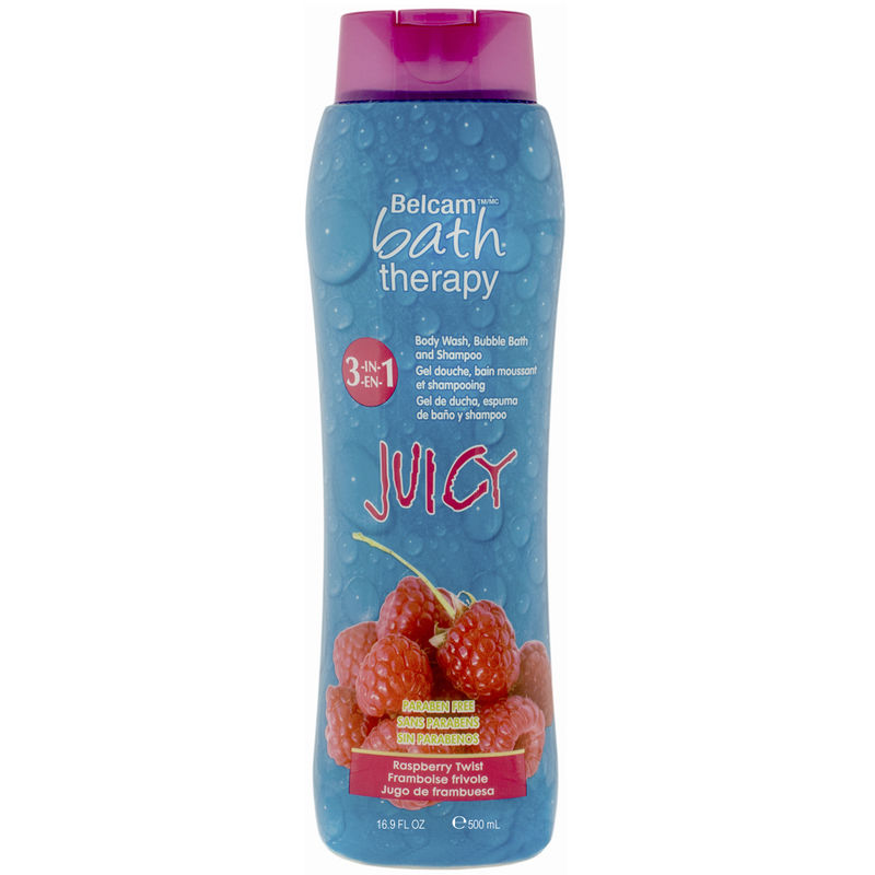 Belcam Juicy 3 in1 Body Wash, Bubble Bath and Shampoo- Raspberry Twist