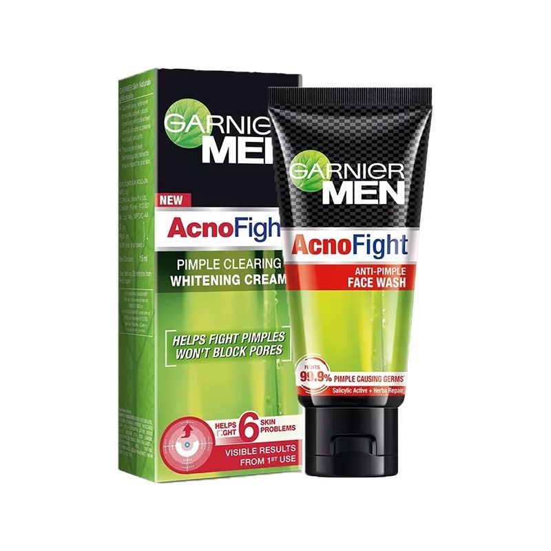 Garnier Men Acno Fight Face Wash + Pimple Clearing Whitening Cream