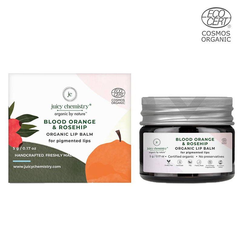 Juicy Chemistry Blood Orange & Rosehip Organic Lip Balm For Pigmented