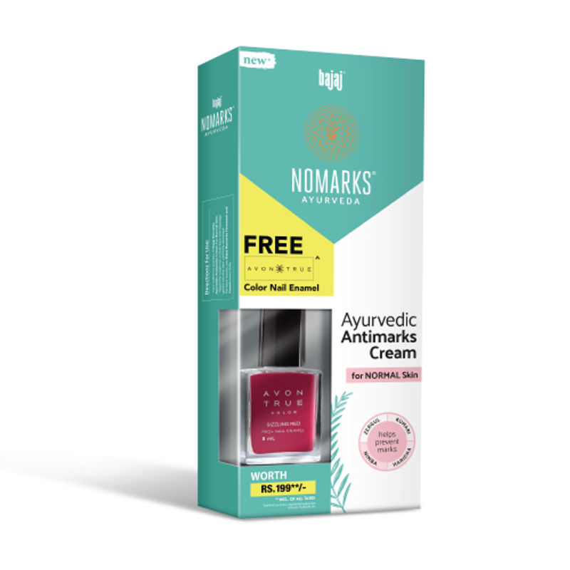 Bajaj Nomarks Ayurvedic Antimarks Cream for Normal Skin With Free Color Nail Enamel (25ml)
