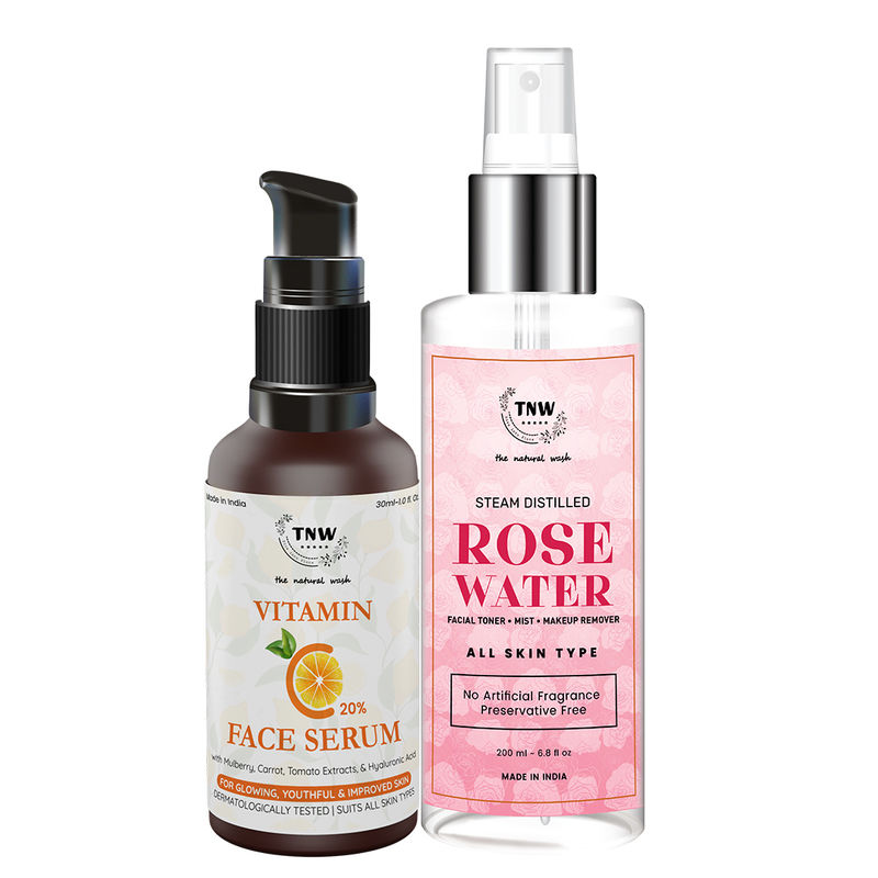 Only Washing Face With Distilled Water Makes It Glow Buy TNW The Natural Wash Vitamin C Face Serum and Steam Distilled Rose