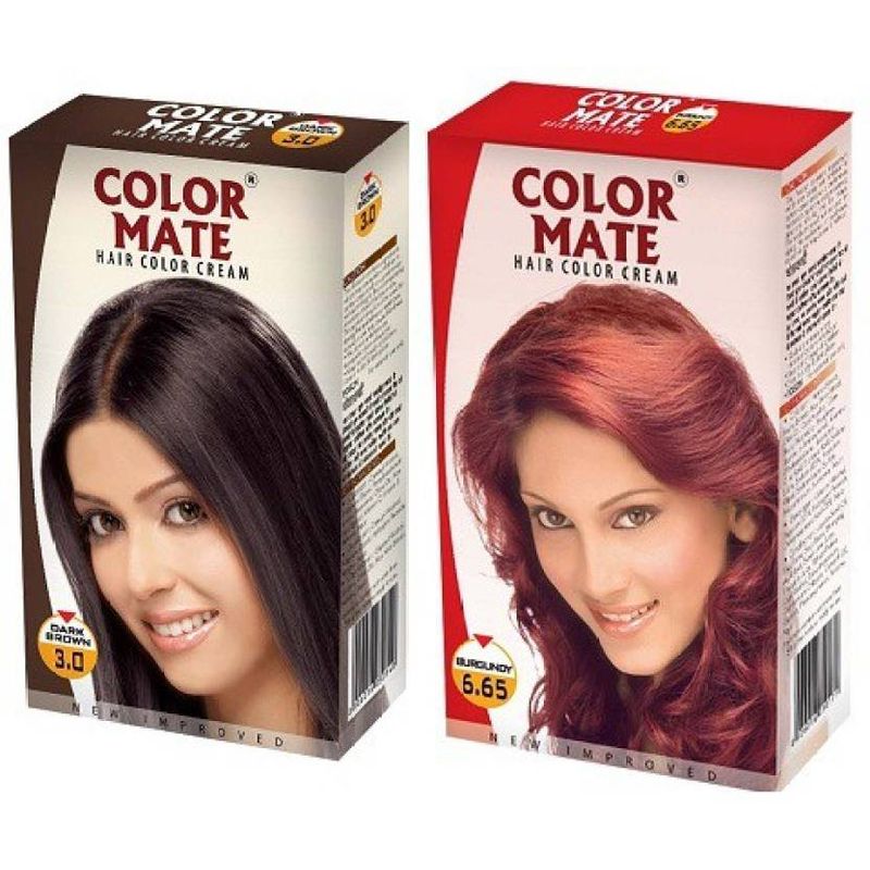 Color Mate Dark Brown Burgundy Hair Color Cream Buy Online In Macau At Macau Desertcart Com Productid 135975927
