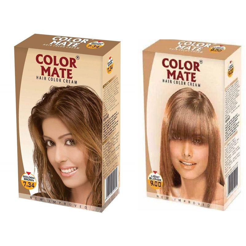 Color Mate Golden Brown Light Blonde Hair Color Cream