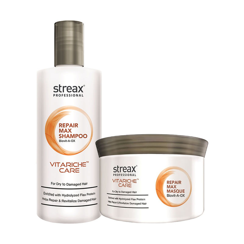 Streax Professional Vitariche Care Repair Max Shampoo + Masque Hair Care  Combo: Buy Streax Professional Vitariche Care Repair Max Shampoo + Masque  Hair Care Combo Online at Best Price in India | Nykaa