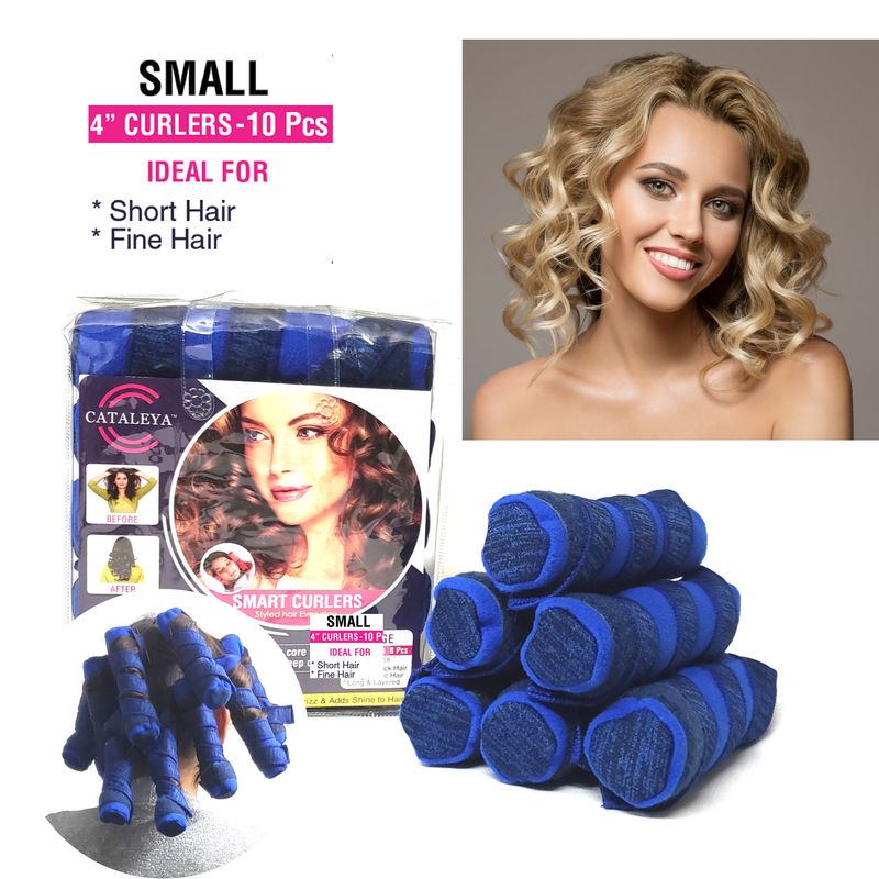 Cataleya Smart Curlers Small 4 Inches for Short to Medium Hair - Royal Blue (Pack of 10)