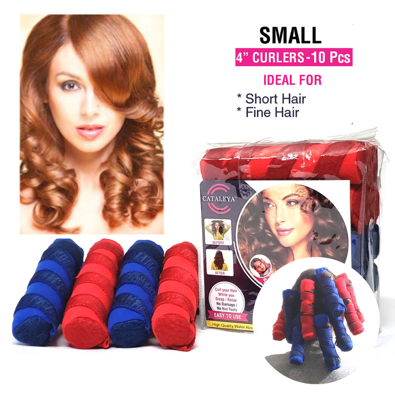 Cataleya Smart Curlers Small 4 Inches for Short To Medium Hair - Multicolor (Pack Of 10)