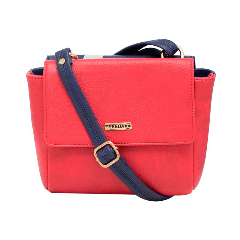 Buy Esbeda Women's Solid PU Synthetic Two Sided Slingbag Red & Dark