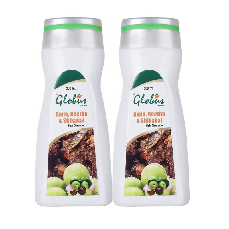 Globus Remedies Amla Reetha Shikakai Shampoo (Pack Of 2)