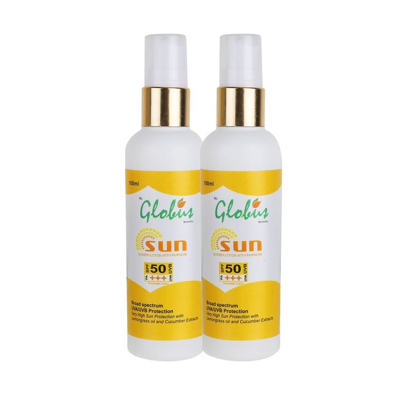 Globus Remedies Sunscreen Lotion With Fairness SPF 50 Pa+++ (Pack Of 2)