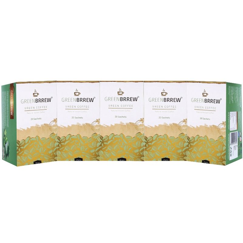 Greenbrrew Decaffeinated Natural Instant Green Coffee (Pack Of 5)