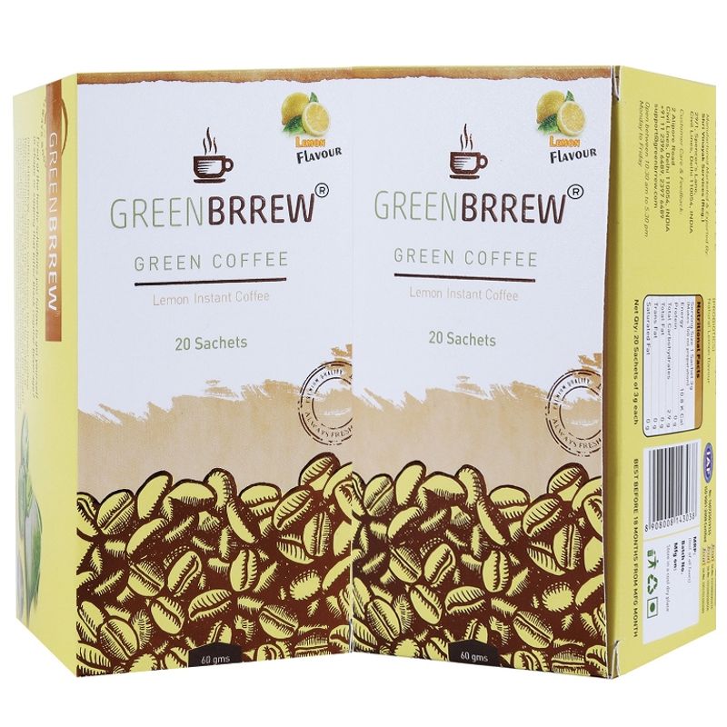 Greenbrrew Decaffeinated Lemon Instant Green Coffee (Pack Of 2)
