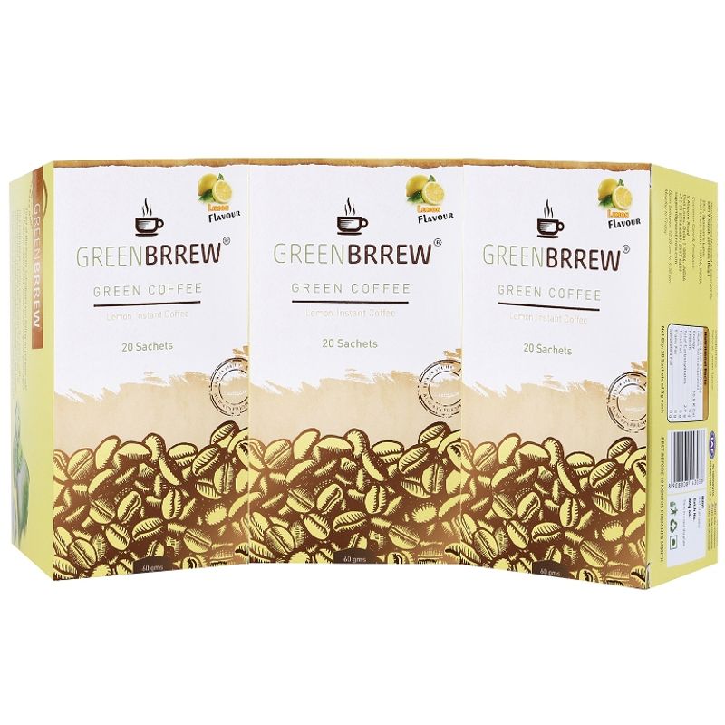 Greenbrrew Decaffeinated Lemon Instant Green Coffee (Pack Of 3)
